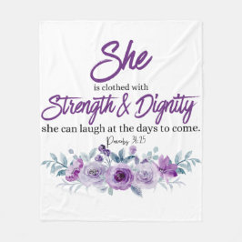 Sprichwörter 31:25 Festigkeit und Würde Lila Blume Fleecedecke