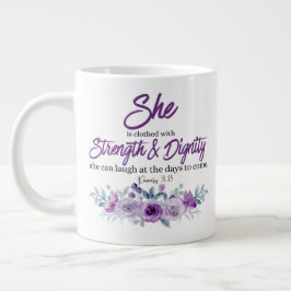Sprichwörter 31:25 Festigkeit und Würde Lila Blume Jumbo-Tasse