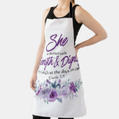 Sprichwörter 31:25 Festigkeit und Würde Lila Blume Schürze (InSitu)