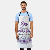 Sprichwörter 31:25 Festigkeit und Würde Lila Blume Schürze (Getragen)