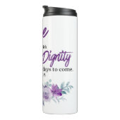 Sprichwörter 31:25 Festigkeit und Würde Lila Blume Thermosbecher (Nach rechts gedreht)