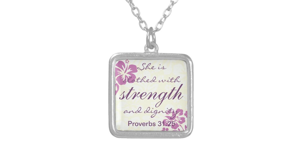 Sprichworter 31 25 Gekleidet Mit Der Starke Lila Versilberte Kette Zazzle De
