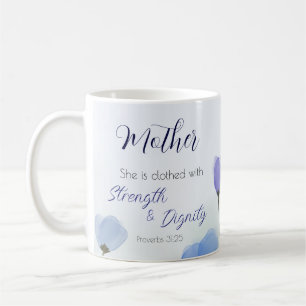 Sprichwörter 31:25 Religious Blue Floral Women's F Kaffeetasse