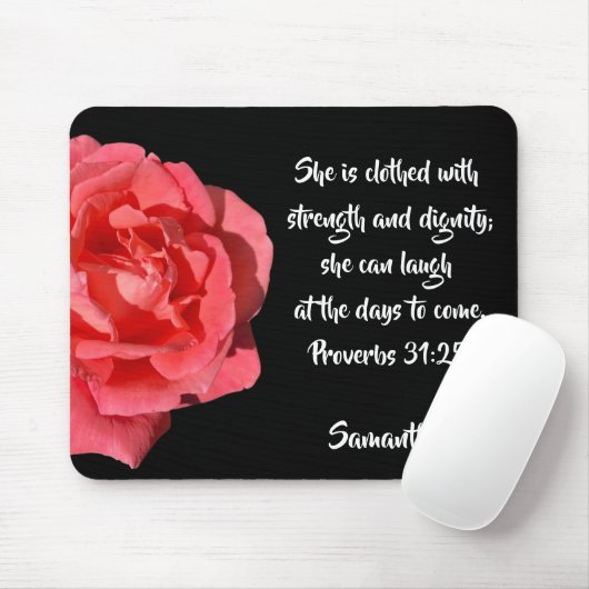 Sprichwörter 31:25 Rote Rose Bibel Verse Custom Mousepad (Mit Mouse)