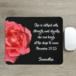 Sprichwörter 31:25 Rote Rose Bibel Verse Custom Mousepad