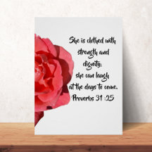 Sprichwörter 31:25 Rote Rose Custom Bible Verse