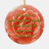 Sprichwörter 31:25 Rote Rose Custom Christlich Keramik Ornament (Vorne)