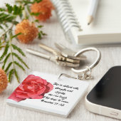 Sprichwörter 31:25 Rote Rose Custom Christlich Schlüsselanhänger (Vorderseite rechts)