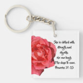 Sprichwörter 31:25 Rote Rose Custom Christlich Schlüsselanhänger (Vorderseite)