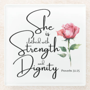 Sprichwörter 31:25 Sie ist bekleidet Bibelverse Bl Glasuntersetzer