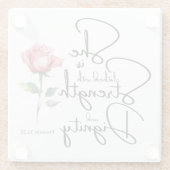 Sprichwörter 31:25 Sie ist bekleidet Bibelverse Bl Glasuntersetzer (Rückseite)