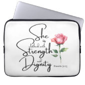 Sprichwörter 31:25 Sie ist bekleidet Bibelverse Bl Laptopschutzhülle (Vorderseite)