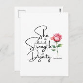 Sprichwörter 31:25 Sie ist bekleidet Bibelverse Bl Postkarte (Vorne/Hinten)