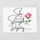 Sprichwörter 31:25 Sie ist bekleidet Bibelverse Bl Postkarte (Vorderseite)