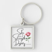 Sprichwörter 31:25 Sie ist bekleidet Bibelverse Bl Schlüsselanhänger (Vorne)