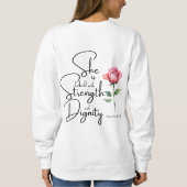 Sprichwörter 31:25 Sie ist bekleidet Bibelverse Bl Sweatshirt (Rückseite)