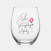 Sprichwörter 31:25 Sie ist bekleidet Bibelverse Bl Weinglas Ohne Stiel (Rückseite)