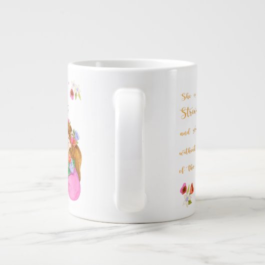 Sprichwörter 31:25 Sie ist mit Kraft bekleidet Jumbo-Tasse (Rückseite)