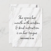 Sprichwörter 31:26 Bibel Verse Marmorglasur Postkarte (Vorne/Hinten)