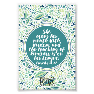 Sprichwörter 31:26 Lehren von Kindness-Schrift Fotodruck