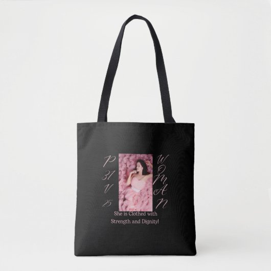 Sprichwörter 31 Frauenpink & Black Tote Bag Tasche (Vorderseite)