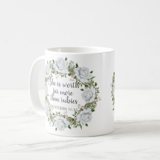 Sprichwörter 31 Mutter weit mehr als Rubies-Rose Kaffeetasse (Vorderseite Links)