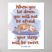 Sprichwörter 3:24 Ihr Schlaf wird süße Katze sein Poster (Vorne)
