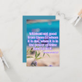 Sprichwörter 3:27 KJV Bibelschrift Pic Begrüßung Karte (Vorderseite/Rückseite Beispiel)