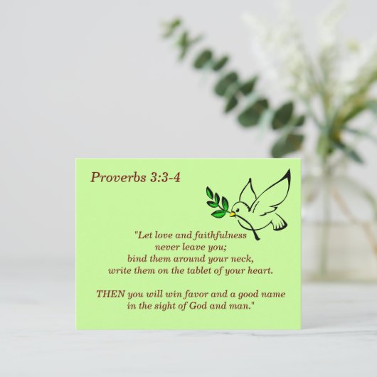 Sprichwörter 3:3-4: Tragbare Bibel Verse Gedächtni Postkarte (Stehend Vorderseite)