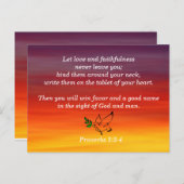 Sprichwörter 3:3-4: Tragbare Bibel Verse Gedächtni Postkarte (Vorne/Hinten)