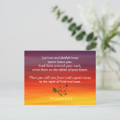 Sprichwörter 3:3-4: Tragbare Bibel Verse Gedächtni Postkarte (Stehend Vorderseite)