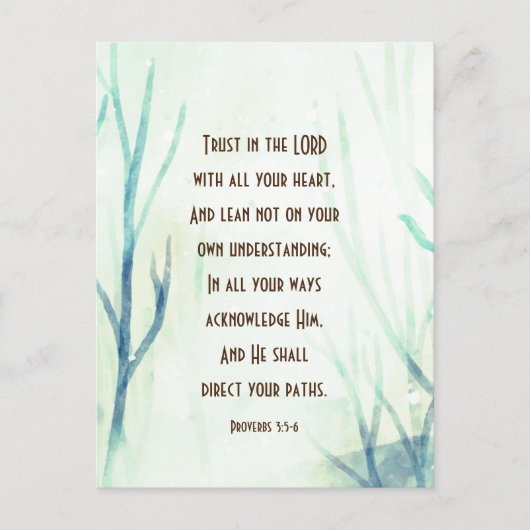 Sprichwörter 3:5-6 Vertraue dem Herrn mit deinem g Postkarte (Vorderseite)