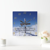 Sprichwörter 3:5 Berg Peak Cross Quadratische Wanduhr (Zuhause)