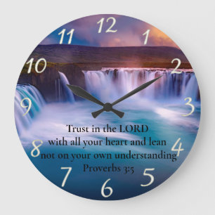 Sprichwörter 3:5 Christliches Gebet des Glaubens Große Wanduhr