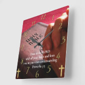 Sprichwörter 3:5 heilige Bibel mit Händen Quadratische Wanduhr (Winkel)