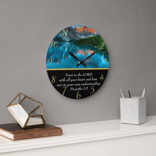 Sprichwörter 3:5 Moutain See Große Wanduhr (Büro)