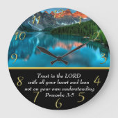Sprichwörter 3:5 Moutain See Große Wanduhr (Vorderseite)