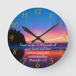 Sprichwörter 3:5 schöner Ozean und der Sky Large C Runde Wanduhr