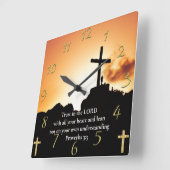 Sprichwörter 3:5 überqueren auf einem Berg Quadratische Wanduhr (Winkel)