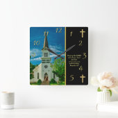 Sprichwörter 3:5 Weiße Kirche Quadratische Wanduhr (Zuhause)