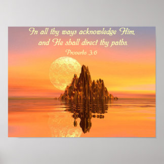 Sprichwörter 3:6 Christliches Plakat der Verse