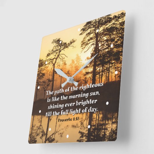 Sprichwörter 4:18 Pfad des rechten Verses Quadratische Wanduhr (Winkel)