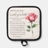 Sprichwörter 4:23-27 Wähle deine Herz-Schrift-Blum Topflappen (Vorderseite)