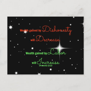 Sprichwörter Bibel Vers Wohlstand durch Unredlichk Postkarte