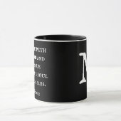 Sprichwörter der Black Bible Verse 21:23 KJV Monog Tasse (Zentrum)