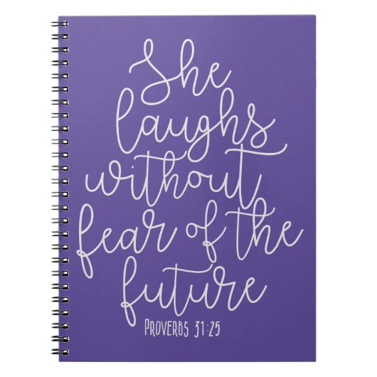 Sprichwörter, sie lacht ohne Angst, Bibelverse Notizblock (Vorderseite)