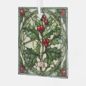 Sprig von Holly verklebtem Glas Weihnachtsschmuck (Vorderseite links)