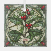 Sprig von Holly verklebtem Glas Weihnachtsschmuck (Vorderseite)