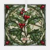 Sprig von Holly verklebtem Glas Weihnachtsschmuck (Rückseite)