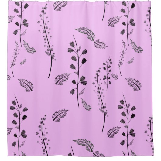 Sprigs mit Blume auf rosa. Duschvorhang (Vorderseite)